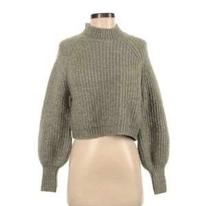 Zara sage green turtleneck cropped sweater knit cottage core